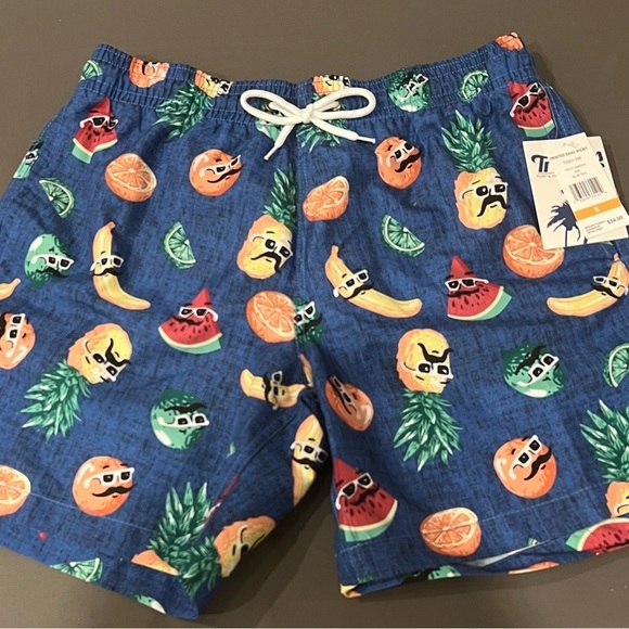 trunks Other - Playful Blue Swim Trunks with Citrus Fruit Design